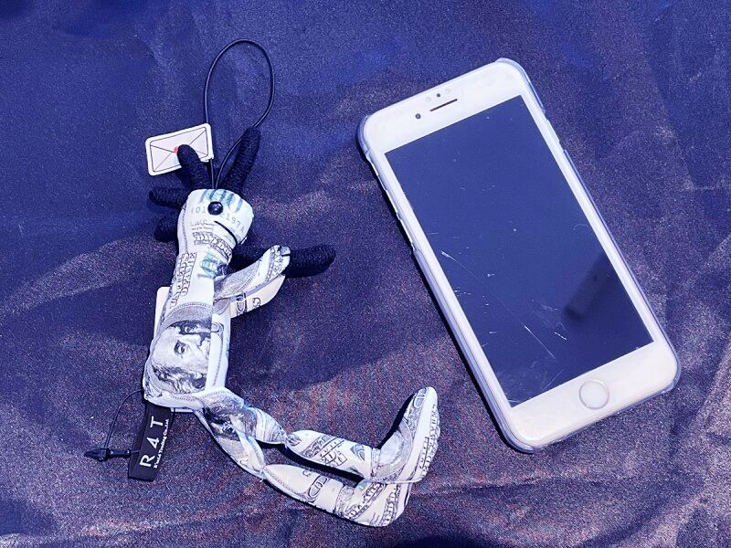 お金がお金を呼ぶ!ドル柄!ホワイトココペリストラップ