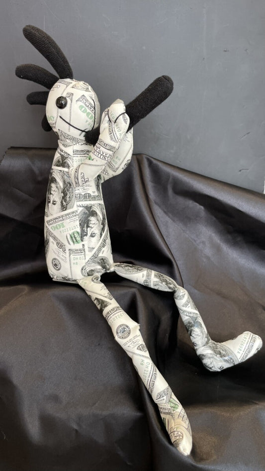 お金の勝利者になる!お金と富を呼ぶ!ドル柄!ホワイトココペリDOLL