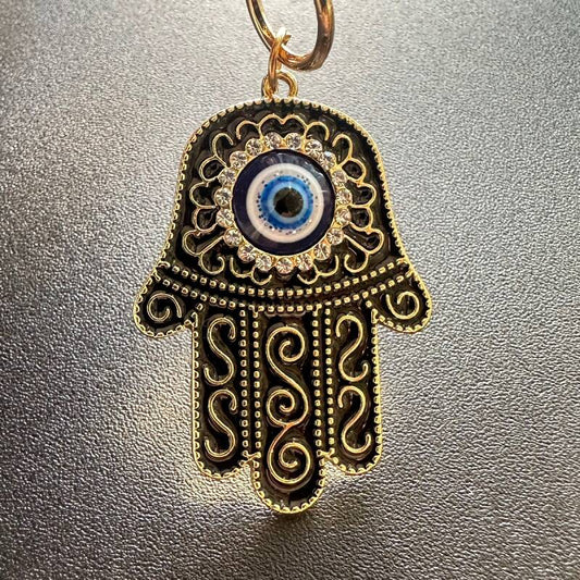 災いから身を守り幸運を引き寄せる ハムサ・ファティマ キーフック Black