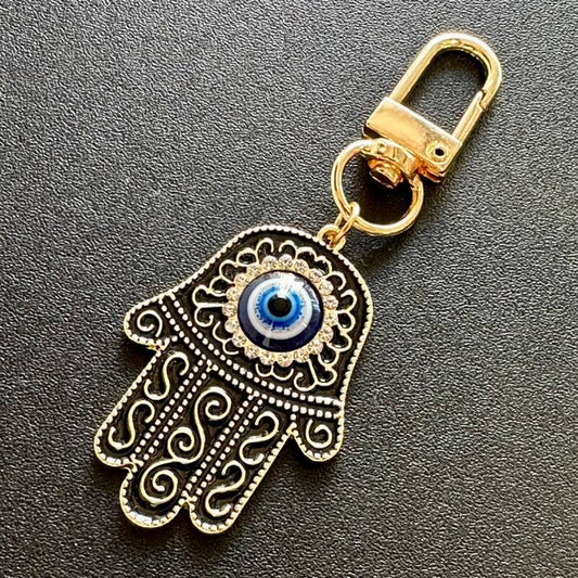 災いから身を守り幸運を引き寄せる ハムサ・ファティマ キーフック Black