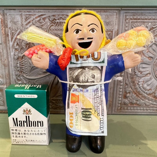 【ブルー】『ペルー産!』エケコ(エケッコー)人形 Lサイズ(約18センチ)