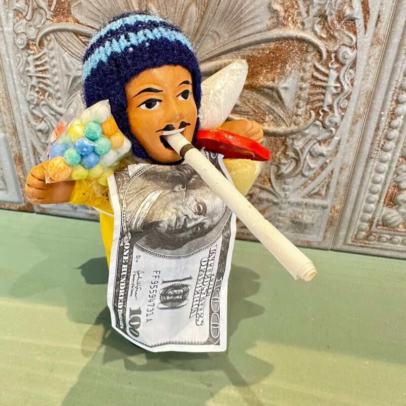 【イエロー】『ペルー産!』エケコ(エケッコー)人形 MMサイズ 約14cm