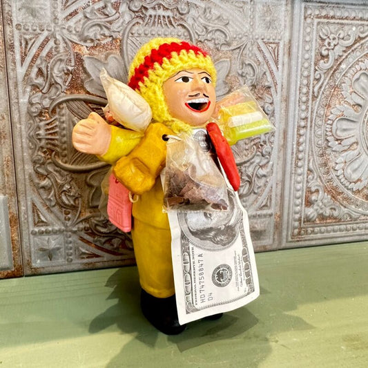 【イエロー】『ペルー産!』エケコ(エケッコー)人形 MLサイズ(約16センチ)Y