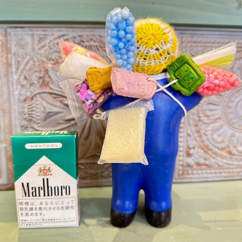 【ブルー】『ペルー産!』エケコ(エケッコー)人形 Lサイズ(約18センチ)