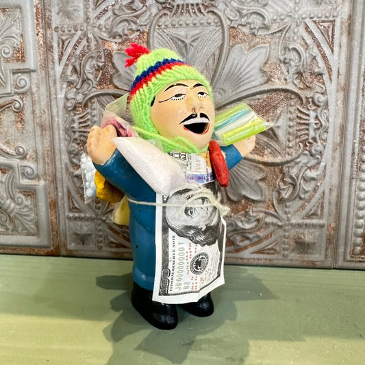 【ブルー】『ボリビア産!』エケコ(エケッコー)人形 Mサイズ(約14.5センチ)