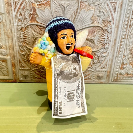 【イエロー】『ペルー産!』エケコ(エケッコー)人形 MMサイズ 約14cm