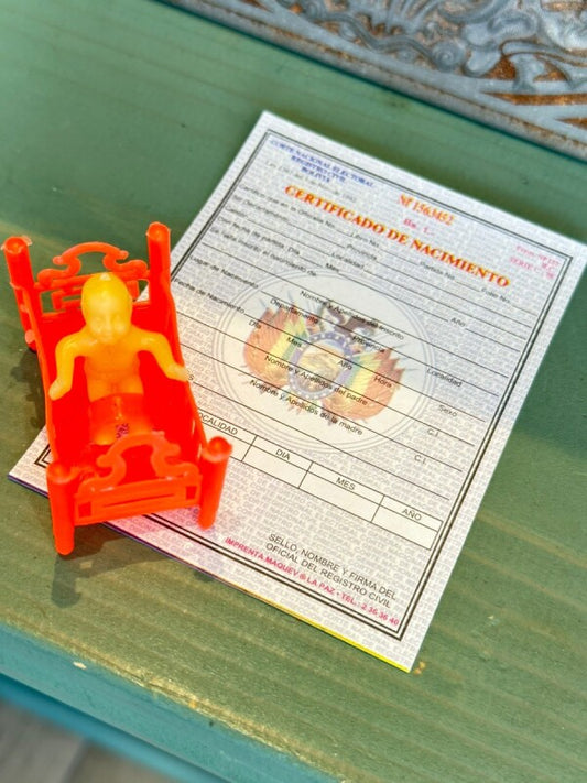 かなりお得!お願い赤ちゃんセットO 赤ちゃんベビーベッド&出産証明書【エケコ人形用・小物のみの価格】