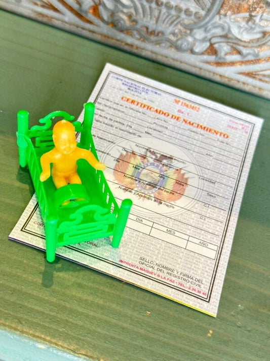 かなりお得!お願い赤ちゃんセットG 赤ちゃんベビーベッド&出産証明書【エケコ人形用・小物のみの価格】