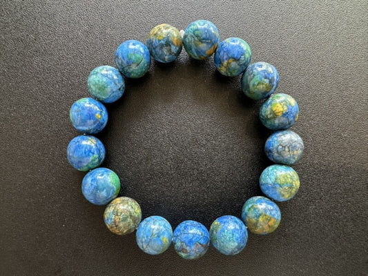 【まるで地球】自然パワーを秘めた石★なりたい自分になれる!アズマラカイト ブレスレット 12mm