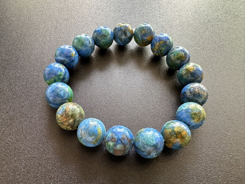 【まるで地球】自然パワーを秘めた石★なりたい自分になれる!アズマラカイト ブレスレット 12mm