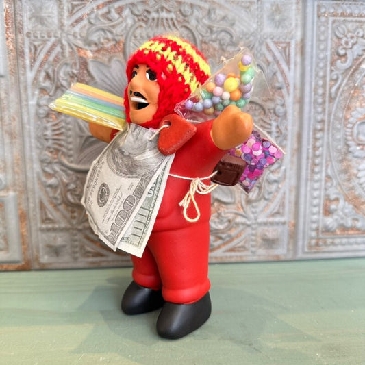 【レッド】『ペルー産!』エケコ(エケッコー)人形 中Mサイズ(約15センチ)