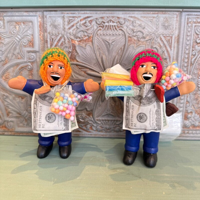 【ブルー】『ペルー産!』エケコ(エケッコー)人形 中Mサイズ(約15センチ)