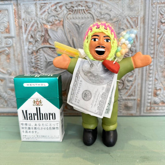 【グリーン】『ペルー産!』エケコ(エケッコー)人形 中Mサイズ(約15センチ)