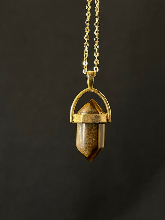 金運・仕事運アップ!タイガーアイ★ダブルターミネイテッド・ネックレス