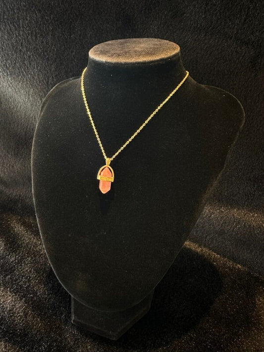 幸運とチャンスを運ぶ!恋愛成就も ストロベリークォーツ★ダブルターミネイテッド・ネックレス