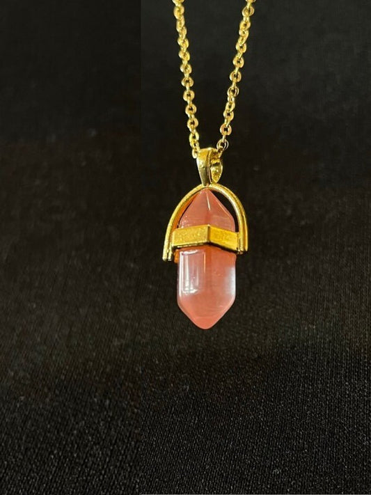 幸運とチャンスを運ぶ!恋愛成就も ストロベリークォーツ★ダブルターミネイテッド・ネックレス