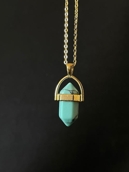 トラブル回避!災難や不安を取り除く ターコイズ★ダブルターミネイテッド・ネックレス