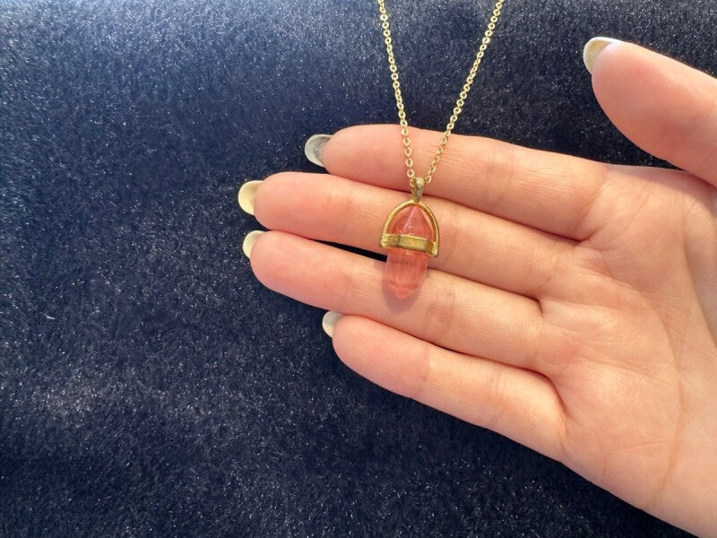 幸運とチャンスを運ぶ!恋愛成就も ストロベリークォーツ★ダブルターミネイテッド・ネックレス