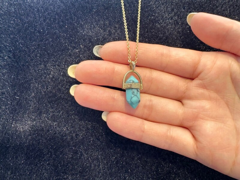 トラブル回避!災難や不安を取り除く ターコイズ★ダブルターミネイテッド・ネックレス