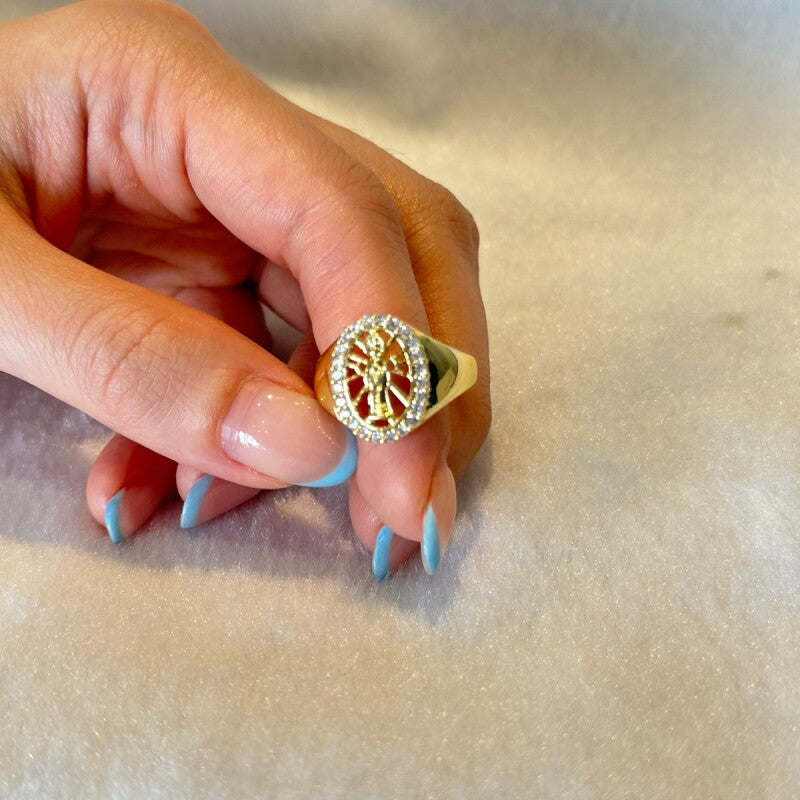 どんな願いも叶えるといわれる!男女兼用/サンタ・ムエルテ☆リング フリーサイズ