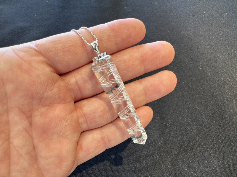 天運を味方につける!スパイラル水晶 ポイントペンダント