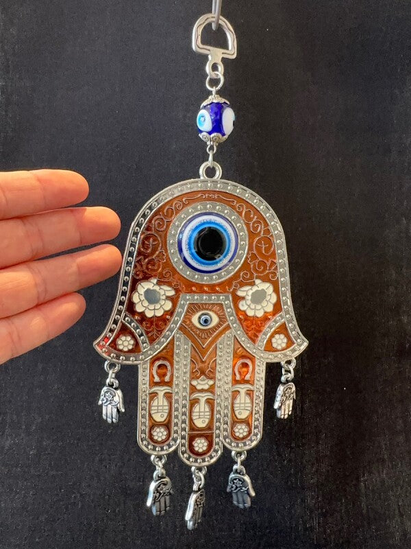 魔を除け道を切り拓く!ハムサとナザールボンジュウの2つの力●大きなお守りオーナメント レッド