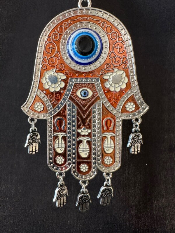 魔を除け道を切り拓く!ハムサとナザールボンジュウの2つの力●大きなお守りオーナメント レッド