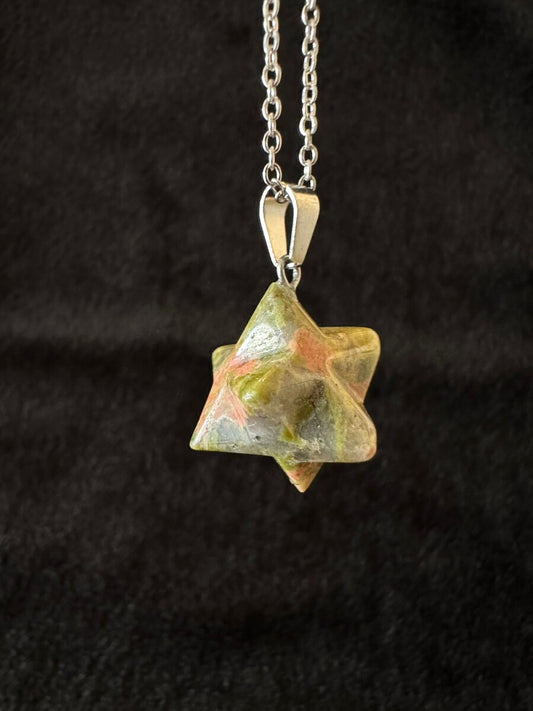 強力な保護力を持つ!マカバスターネックレス★ユナカイト〜トラウマや恐怖心を取り除く力を増幅させる