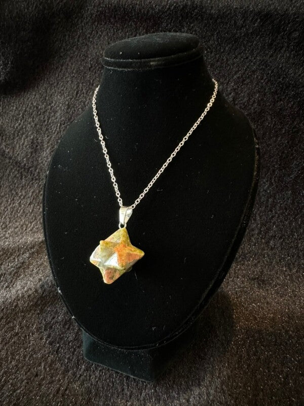 強力な保護力を持つ!マカバスターネックレス★ユナカイト〜トラウマや恐怖心を取り除く力を増幅させる