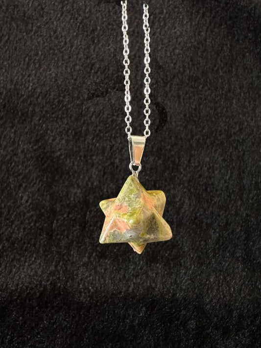 強力な保護力を持つ!マカバスターネックレス★ユナカイト〜トラウマや恐怖心を取り除く力を増幅させる