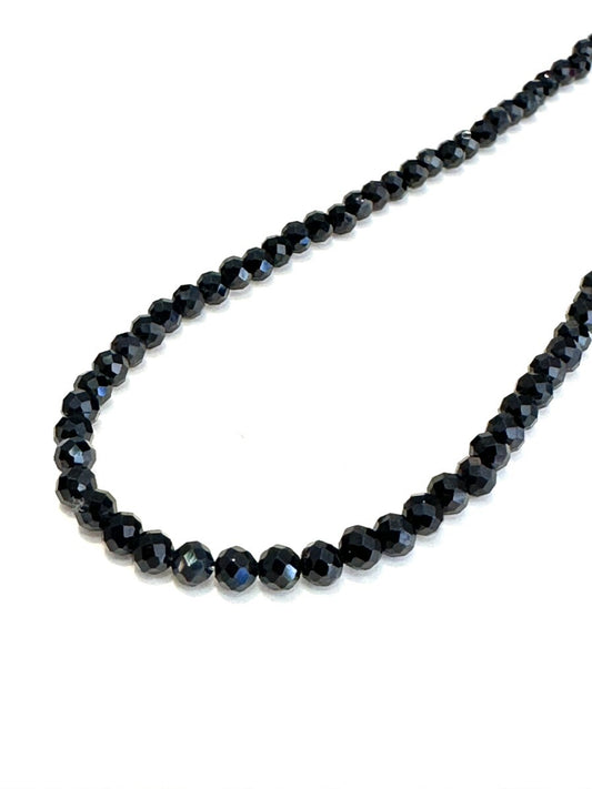 芸能人御用達♪身体エネルギーを活性化!魔除けにも ブラックスピネル・ネックレスL 4mm 60cm~Silver925~