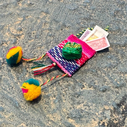 お金がたくさん集まります様に!ボリビアのお札入れ★チュスパ(小)カエル エケコ人形小物(小物のみの価格)