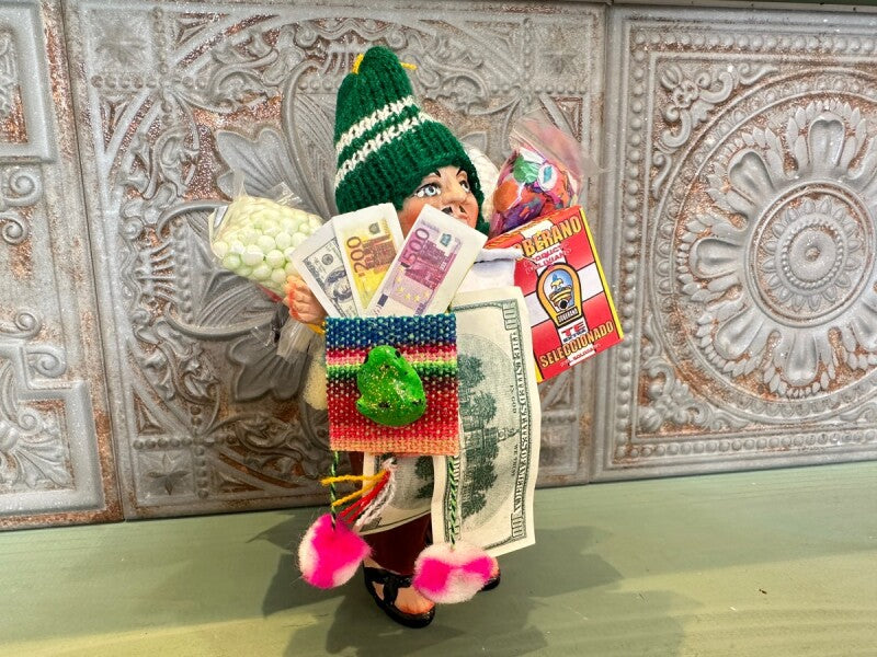 お金がたくさん集まります様に!ボリビアのお札入れ★チュスパ(小)カエル エケコ人形小物(小物のみの価格)