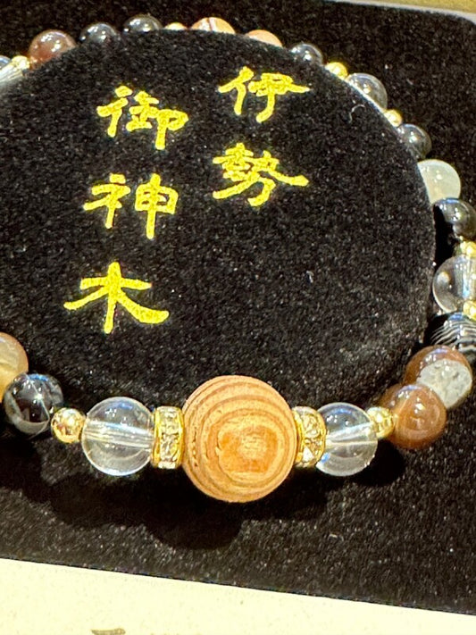 【魔除・家内安全】伊勢神宮 御神木●お守りブレスレット 天眼石