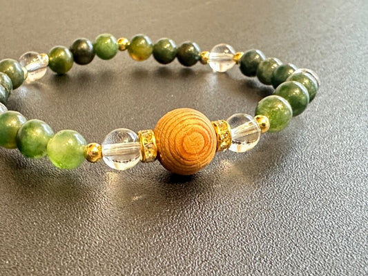【無病息災・長寿】伊勢神宮 御神木●お守りブレスレット 苔瑪瑙