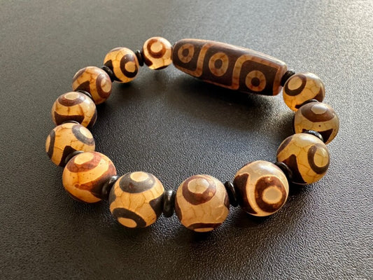 最高位!人生を大成功に導き幸福を得る!九眼&三眼天珠ブレスレット ヴィンテージ大