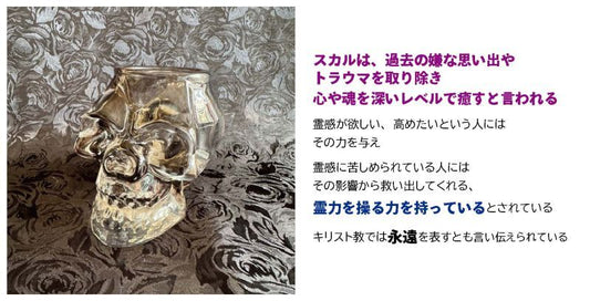 霊感エネルギーをコントロール●クリスタルスカル 黒/LEDライト&キャンドル付