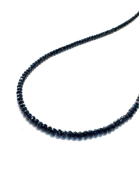 芸能人御用達♪身体エネルギーを活性化!魔除けにも ブラックスピネル・ネックレスL 3mm 45cm ~Silver925~