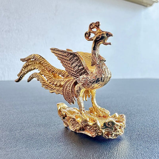 悪運を食べて祓い、大きな幸運の転機を運んでくる!【愛の象徴】金色鳳凰 お香立てとしても