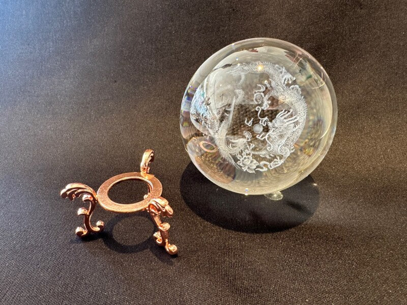 願いを叶えたいなら!最強のパワーをもたらす!龍と鳳凰彫り★水晶球