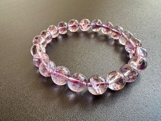 希少!願いを叶える虹の石 逆境を希望に変え幸福へと導く アメジストアイリスクオーツ ブレスレット9mm