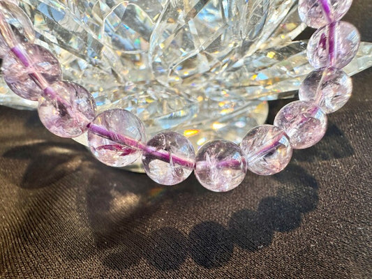 希少!願いを叶える虹の石 逆境を希望に変え幸福へと導く アメジストアイリスクオーツ ブレスレット9mm