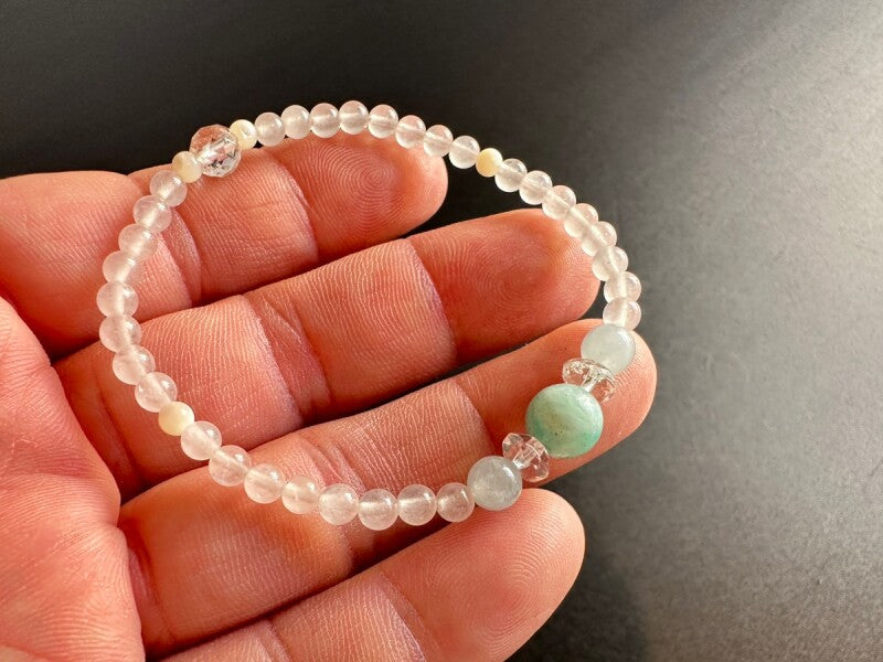 理想のパートナーと巡り合い 、あなたの叶えたい願いを成就させるブレスレット アマゾナイト&アクアマリン