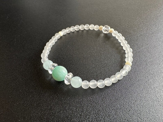 理想のパートナーと巡り合い 、あなたの叶えたい願いを成就させるブレスレット アマゾナイト&アクアマリン