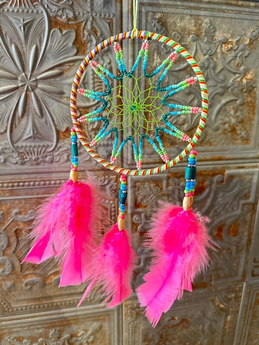 悪いものを消滅させ夢を掴む!ドリームキャッチャー大 パステルピンク