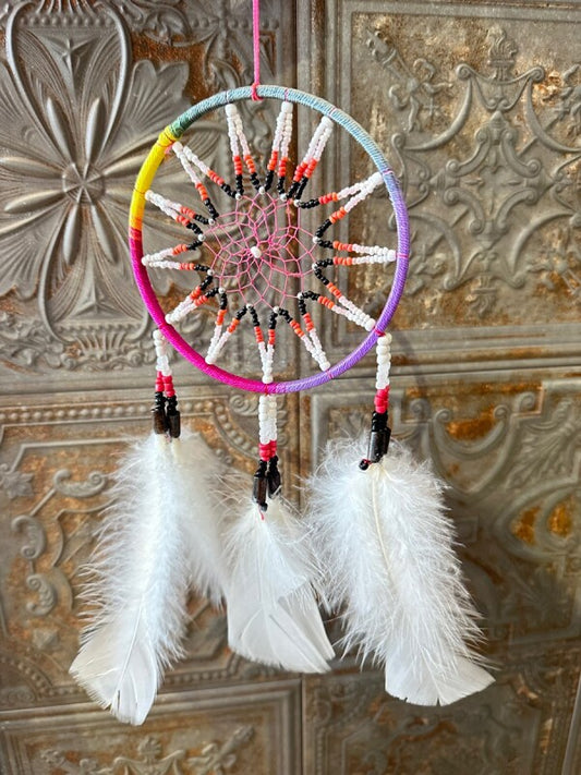 悪いものを消滅させ夢を掴む!ドリームキャッチャー大 カラフルホワイト