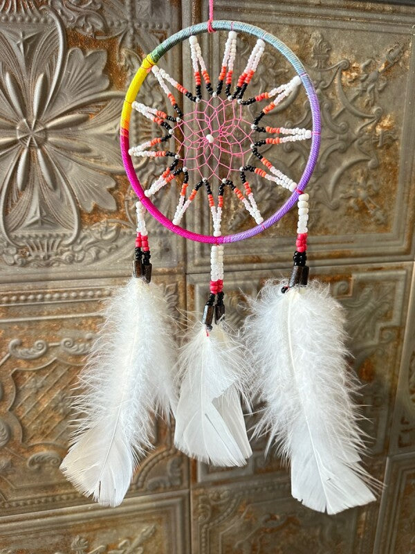 悪いものを消滅させ夢を掴む!ドリームキャッチャー大 カラフルホワイト
