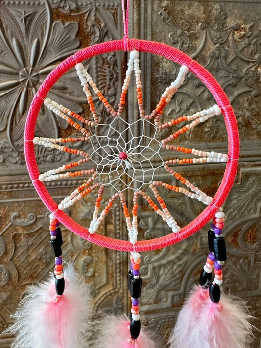 悪いものを消滅させ夢を掴む!ドリームキャッチャー大 ピンク