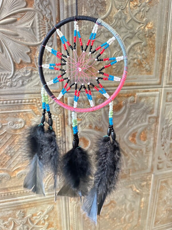 悪いものを消滅させ夢を掴む!ドリームキャッチャー大 カラフルブラック