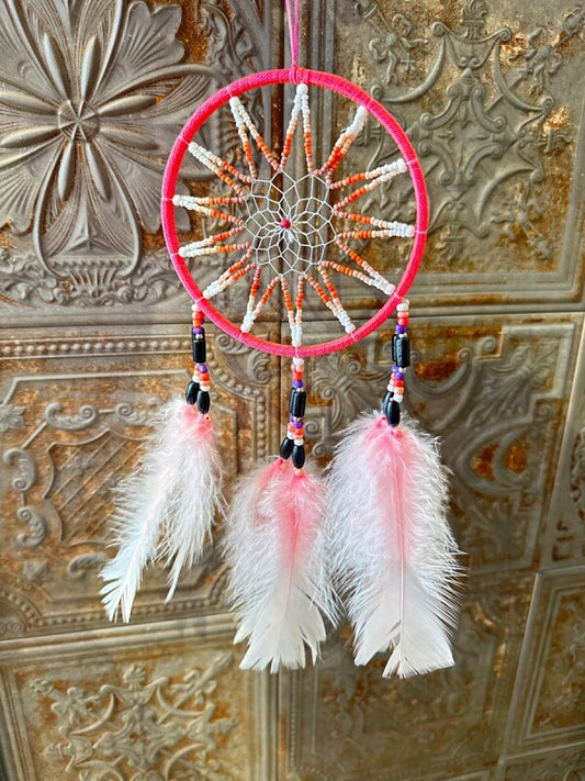 悪いものを消滅させ夢を掴む!ドリームキャッチャー大 ピンク